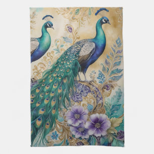 Paño De Cocina Paisley Peacock Floral Watercolor