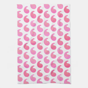 Paño De Cocina Paisley rosa menta sobre blanco