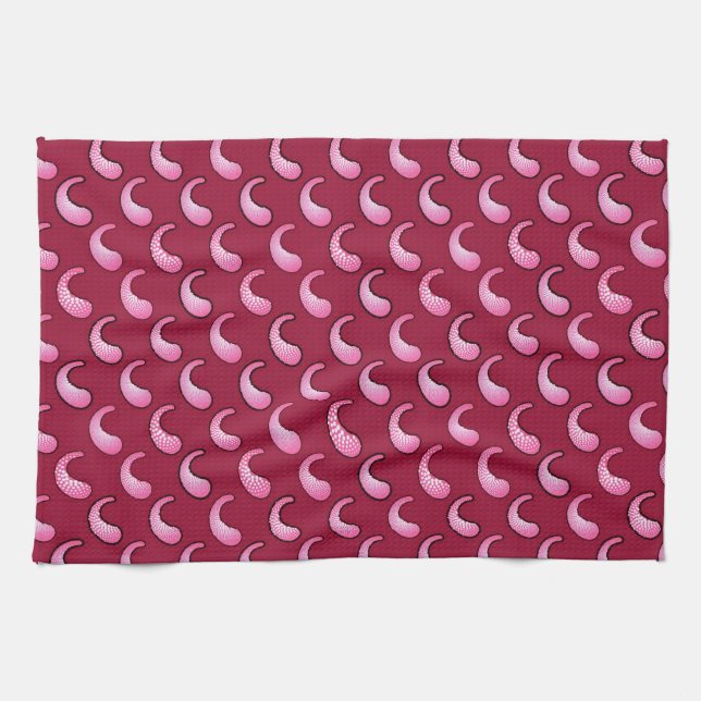 Paño De Cocina Paisley rosa sobre burdeos (Horizontal)