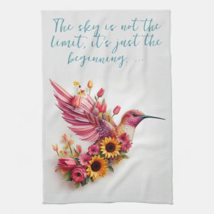 Paño De Cocina Pajarito personalizado que vuela con flores