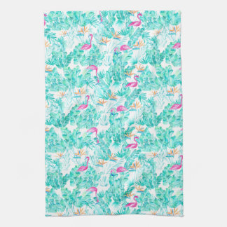 Paño De Cocina Pájaro de hojas de palmera tropical Flamingo con t