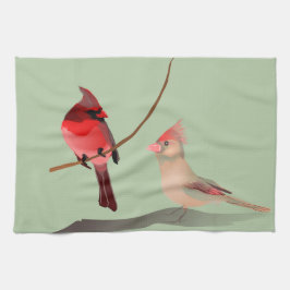 Paño De Cocina Pájaro de invierno del cardenal rojo