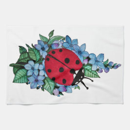 Paño De Cocina Pájaro De Ladybird Acuarela Con Flores Salvajes Az