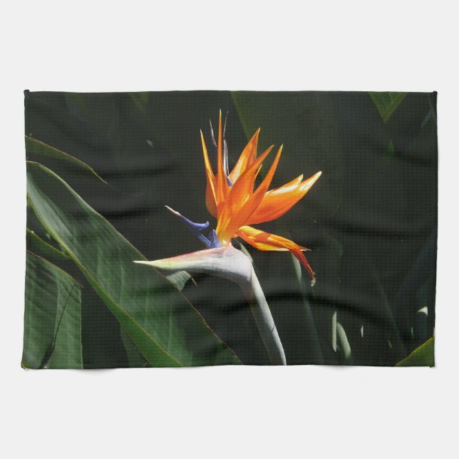 Paño De Cocina Pájaro del Naranja del paraíso Flor tropical (Horizontal)