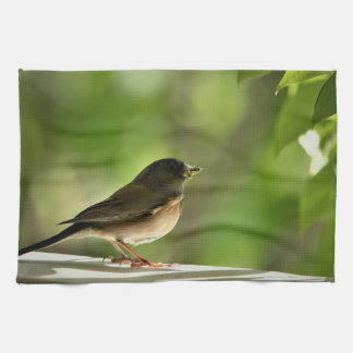Paño De Cocina Pájaro en fondo de hojas verdes
