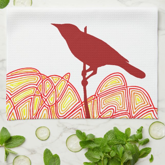 Paño De Cocina Pájaro en una rama (Doblado)