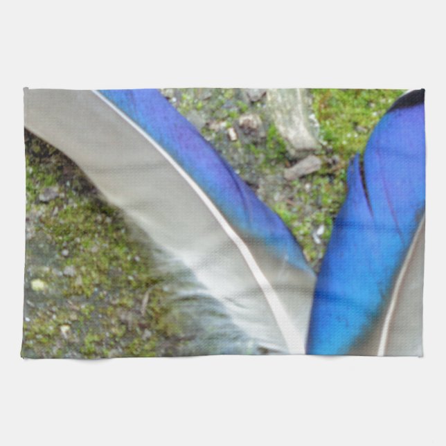 Paño De Cocina Pájaros azules de pato blanco, animal, pájaro (Horizontal)