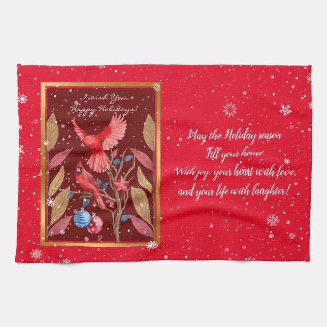 Paño De Cocina Pájaros cardinales en el Personalizar del árbol de (Horizontal)