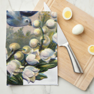 Paño De Cocina pájaros del lirio de los valles de las flores de