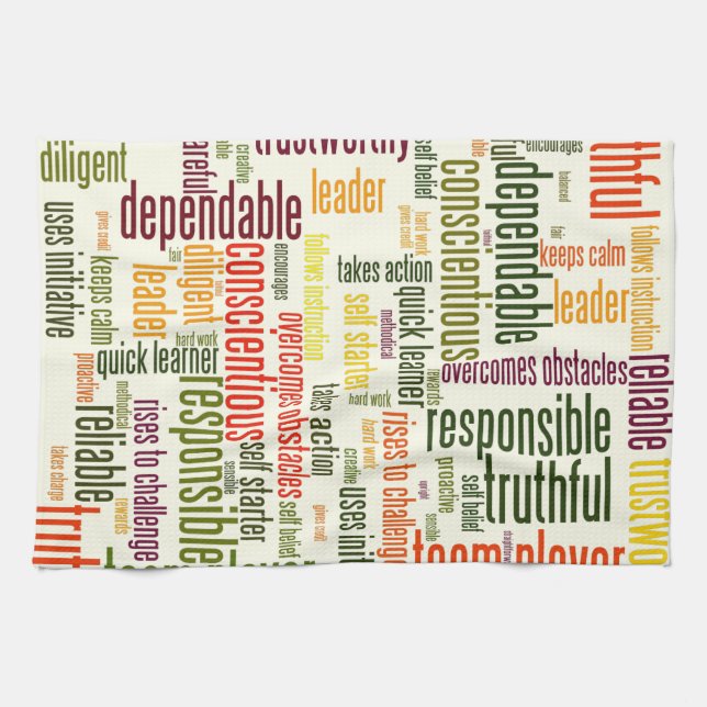 Paño De Cocina Palabras de motivación #4 valores positivos (Horizontal)