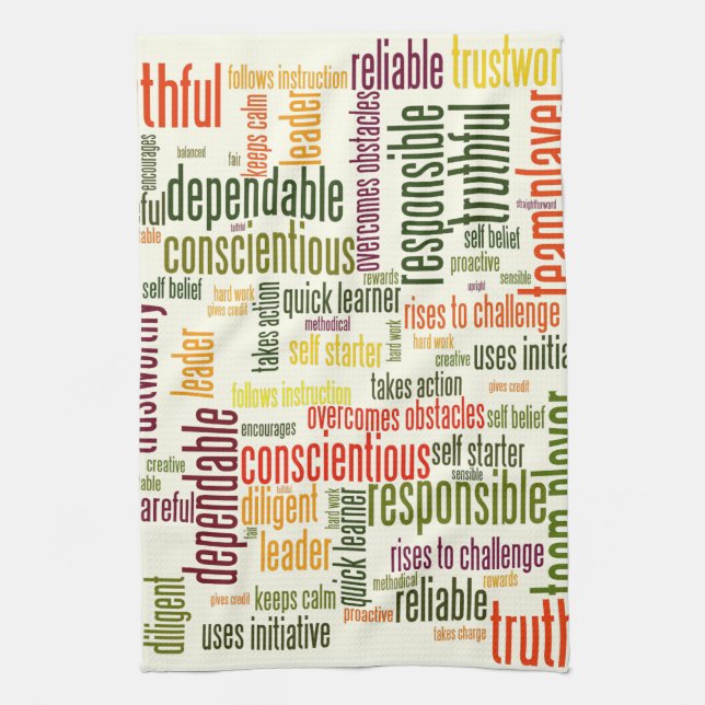 Paño De Cocina Palabras de motivación #4 valores positivos (Vertical)