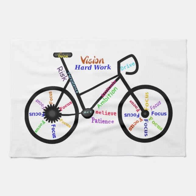 Paño De Cocina Palabras motivacionales, ciclismo, ciclismo, mujer (Horizontal)