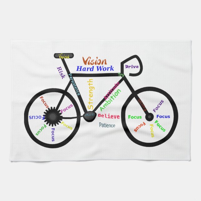 Paño De Cocina Palabras motivacionales, ciclismo, ciclismo y cicl (Horizontal)