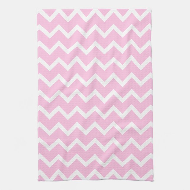 Paño De Cocina Palidezca - el modelo de zigzag rosado y blanco (Vertical)