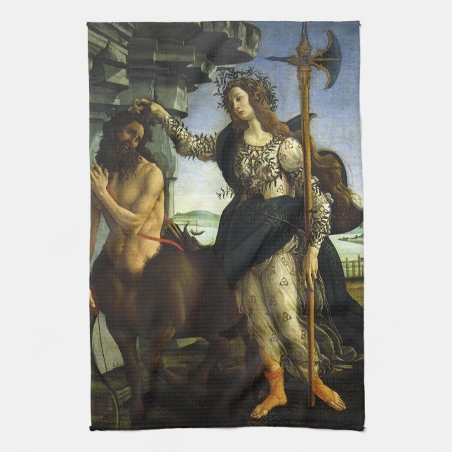 Paño De Cocina Pallas (Minerva) y Centaur de Sandro Botticelli (Vertical)