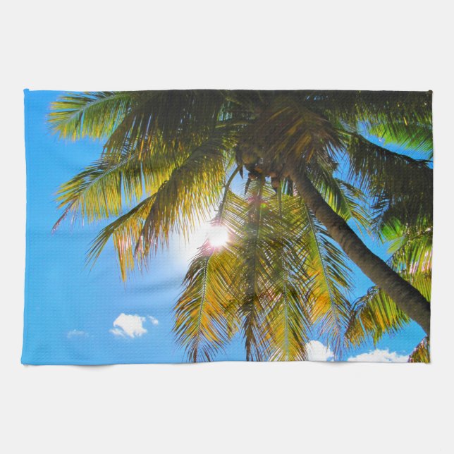 Paño De Cocina Palm Paradise Blue Sky Sunshine (Horizontal)