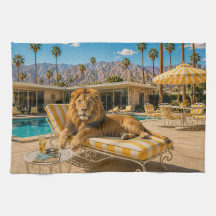 Paño De Cocina Palm Springs 1950 Reposo junto a la piscina con le