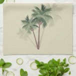 Paño De Cocina Palm Trepical Vintage en verde pálido<br><div class="desc">Las palmeras retro vintage sobre un fondo verde pálido son un divertido añadido a la cocina. Más artículos en este patrón en nuestra tienda.</div>