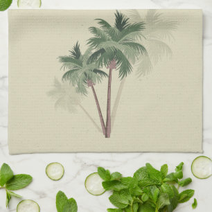 Paño De Cocina Palm Trepical Vintage en verde pálido
