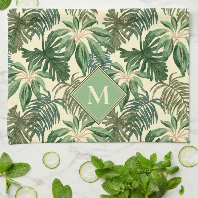 Paño De Cocina Palm Tropical deja monograma (Doblado)