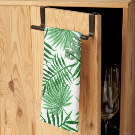 Paño De Cocina Palm verde tropical deja arte acuático de verano