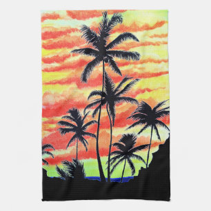 Paño De Cocina Palmas de Coco Sunset de Hawái
