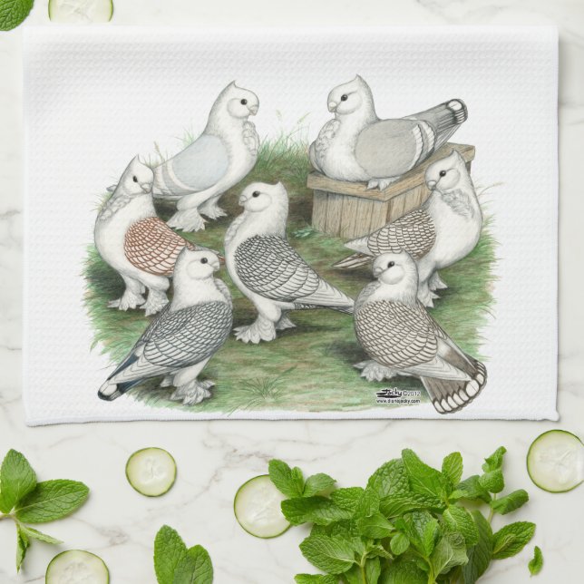 Paño De Cocina Palomas clásicas del volante (Doblado)