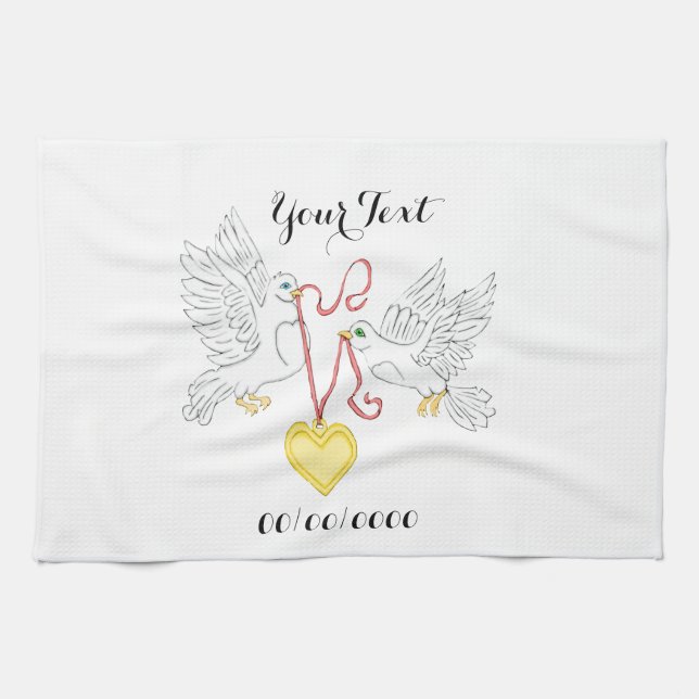 Paño De Cocina Palomas De Amor (Horizontal)
