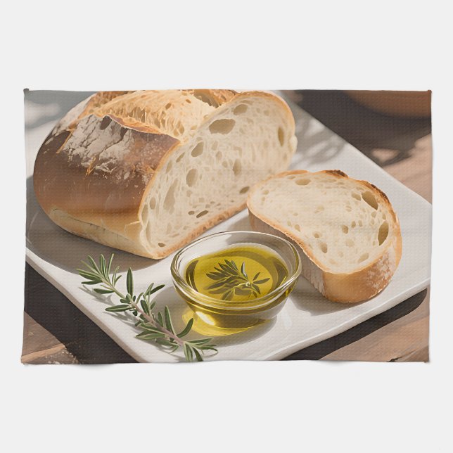 Paño De Cocina Pan de masa madre rústico Aceite de oliva (Horizontal)