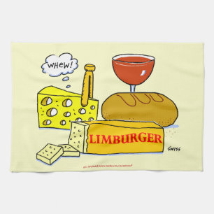 Paño De Cocina Pan de queso limburgués y vino humorístico