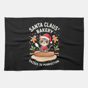 Paño De Cocina Panadería de Santa Claus Amasada a la Purrfección