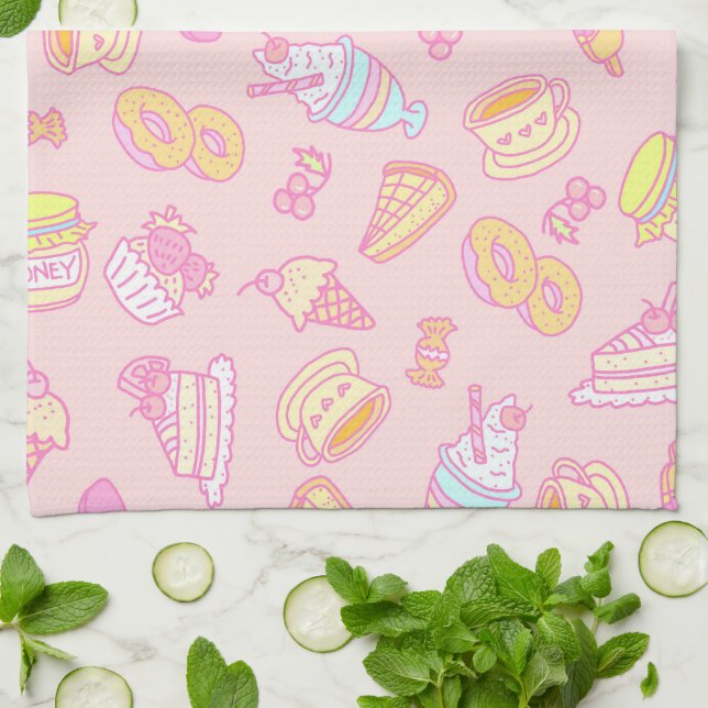Paño De Cocina Panadería Dulce y Bebidas Melocotón (Doblado)