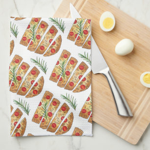 Paño De Cocina Panadería italiana Focaccia Tomates de pan de acei