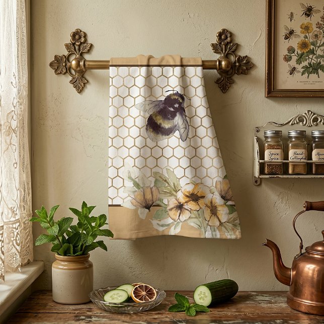 Paño De Cocina Panal y floral de abeja (Subido por el creador)
