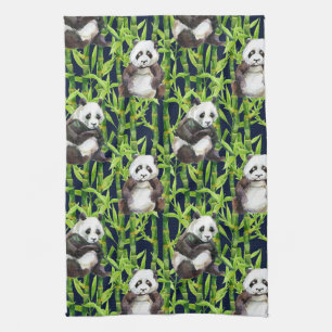 Paño De Cocina Panda con patrón de color de agua de bambú