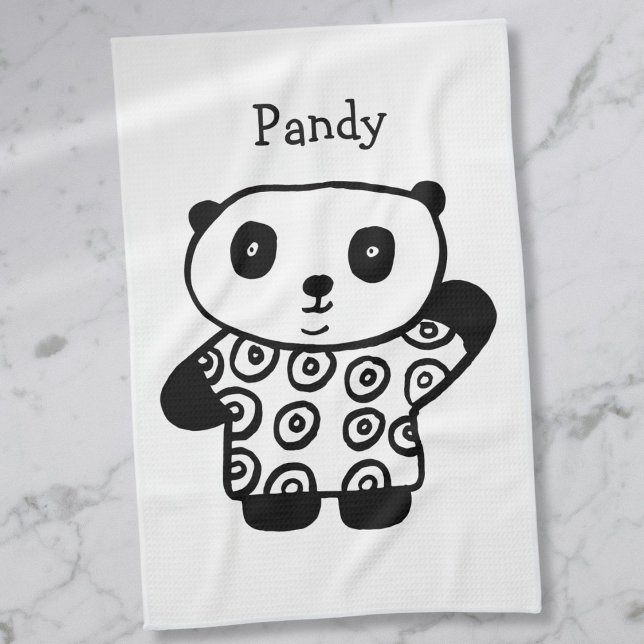 Paño De Cocina Pandy El Panda Lindo Personalizado (Personalized Pandy The Panda Cute Towel)
