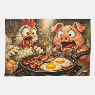 Paño De Cocina Pánico de Tocino y Huevos
