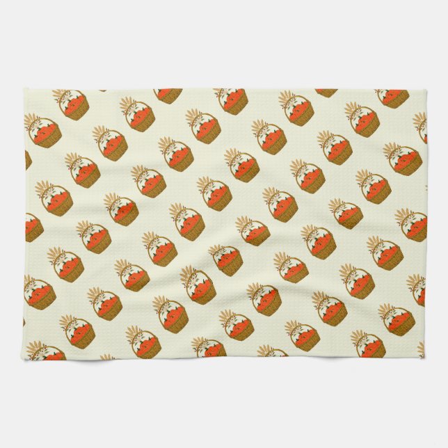 Paño De Cocina 🧺Panier de Citrouilles et Blé d'Automne (Horizontal)