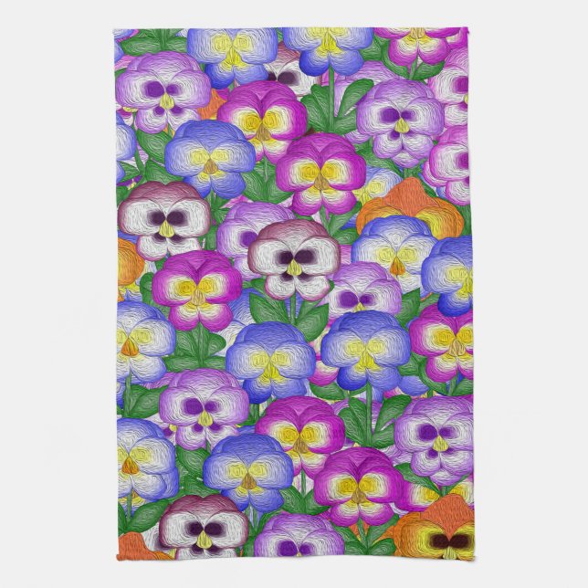 Paño De Cocina Pansies Kitchen Towel (Vertical)