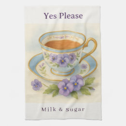 Paño De Cocina Pansy Teacup Tea Towel | Yes Please Milk & Sugar