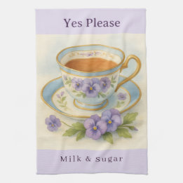 Paño De Cocina Pansy Teacup Tea Towel | Yes Please Milk & Sugar