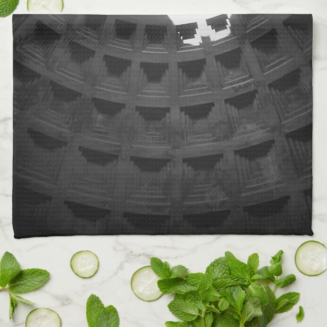 Paño De Cocina Panteón Cráneo Ligero Roma Italia Negro y Blanco (Doblado)