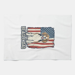 Paño De Cocina Papá Beagle Patriótico Diseño de Perro con Grabado