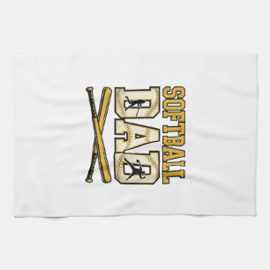Paño De Cocina Papá de Sóftbol Grabado Vintage Bate Gráfico_1