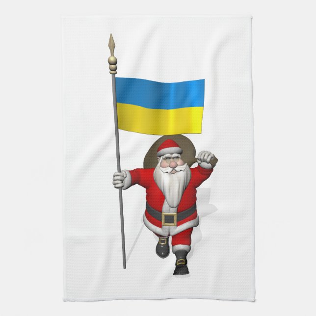Paño De Cocina Papá Noel con insignia de Ucrania (Vertical)