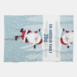 Paño De Cocina Papá Noel divertido colgado boca abajo
