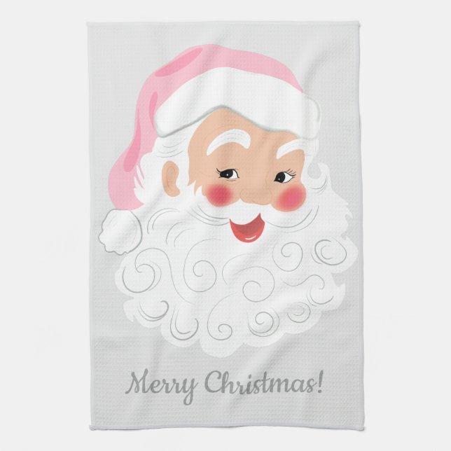 Paño De Cocina Papá Noel en la Navidad Gorra Rosado (Vertical)