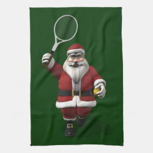 Paño De Cocina Papá Noel jugando al tenis