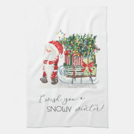 Paño De Cocina Papá Noel lindo, Trineo, Regalos