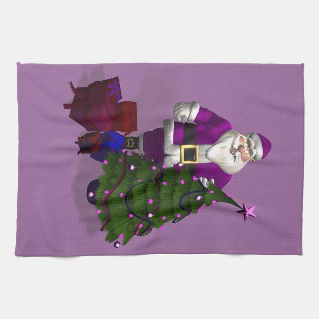 Paño De Cocina Papá Noel morado (Horizontal)